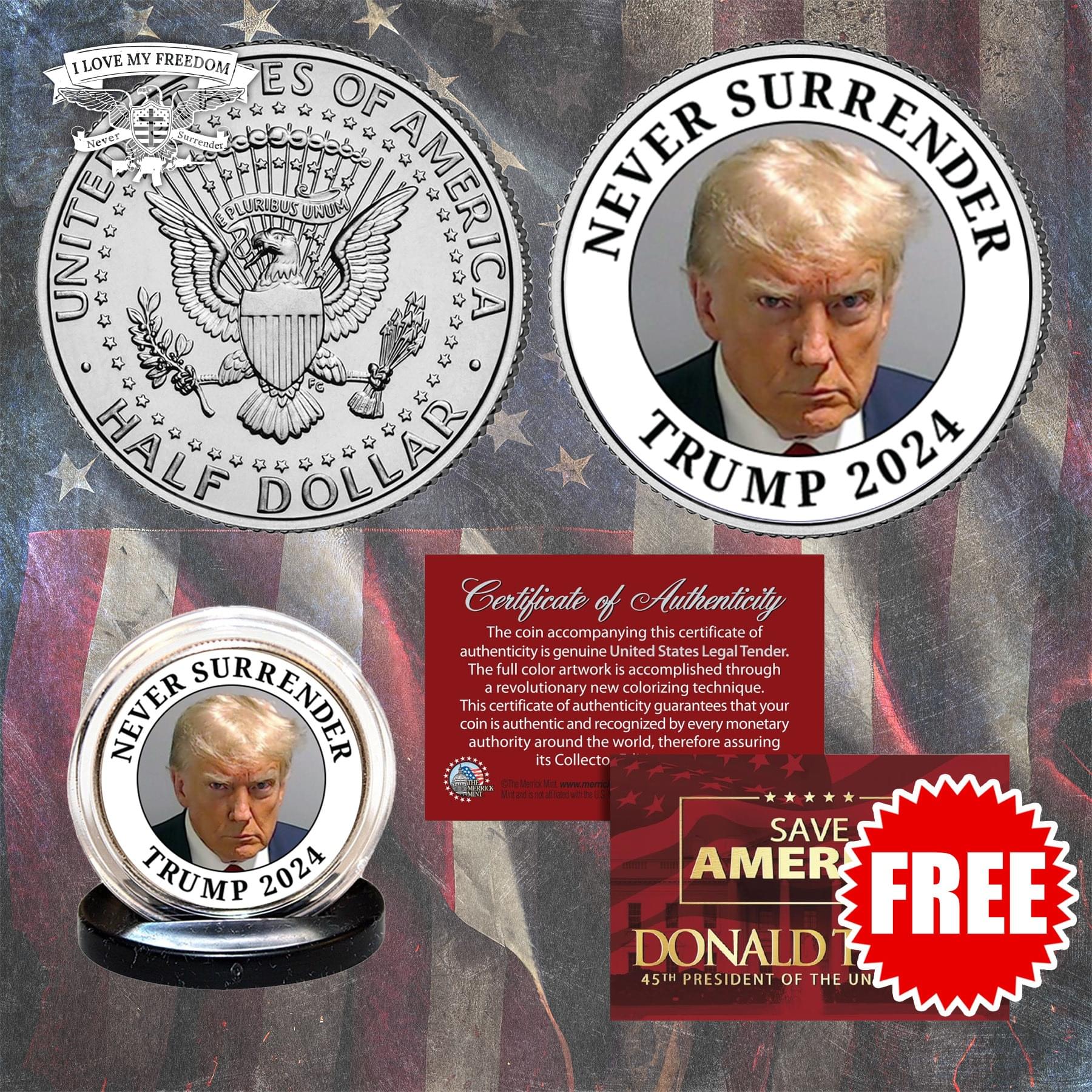 Never Surrender Trump 2024 Coin Order Form